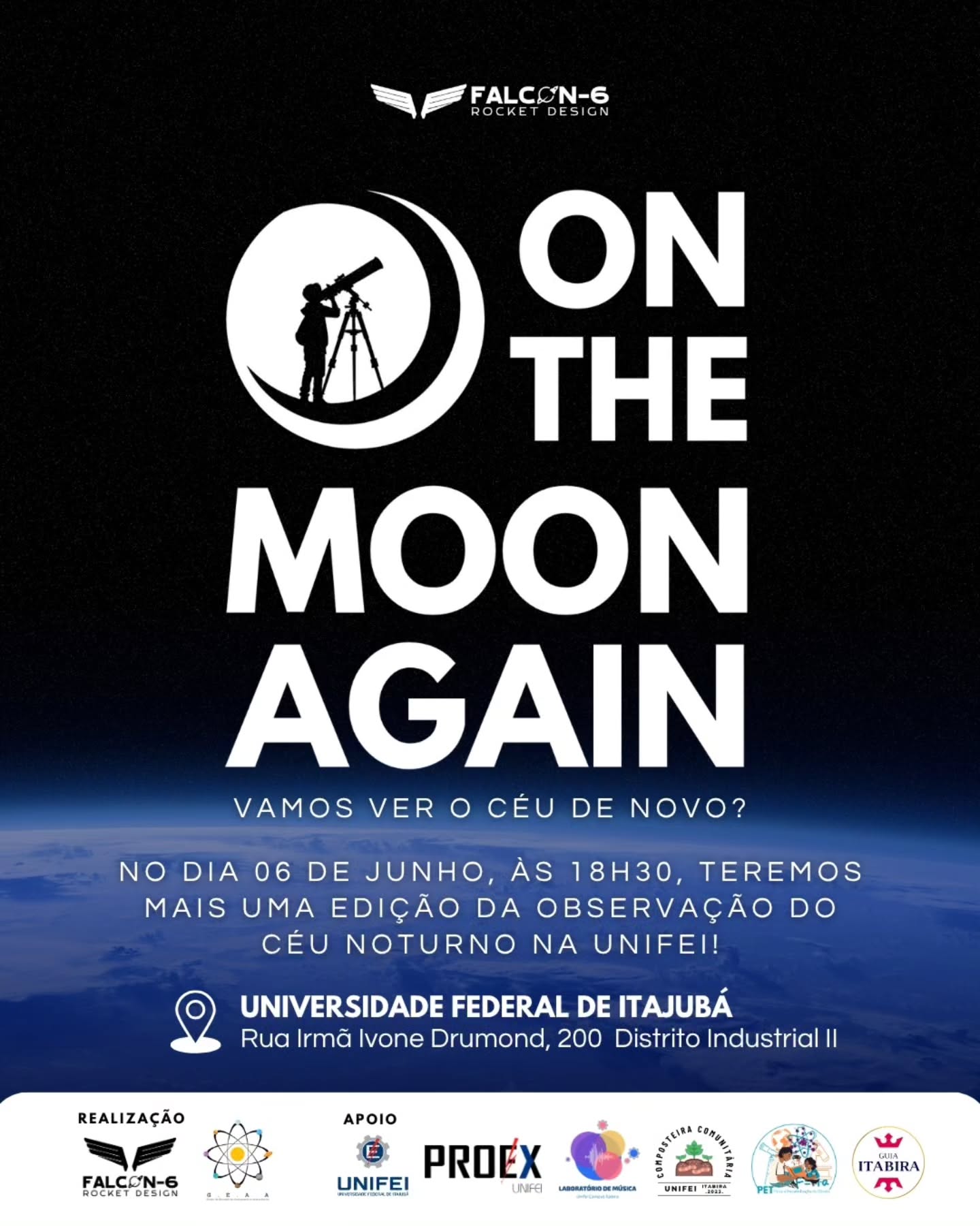 Leia mais sobre o artigo UNIFEI Itabira promove noite gratuita de observação astronômica no dia 6 de junho