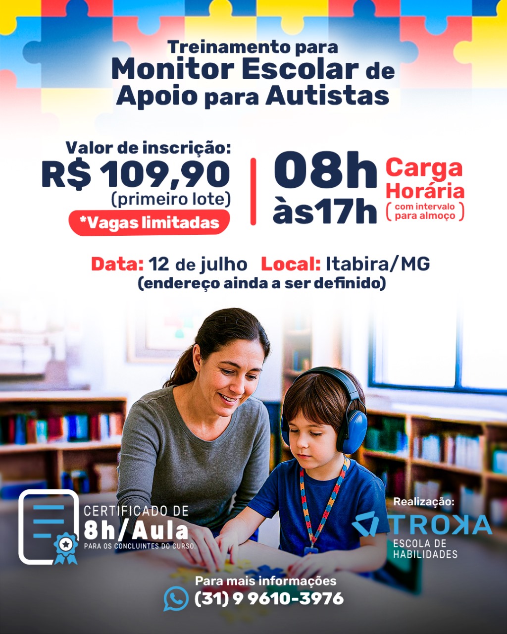 No momento você está vendo Curso de Capacitação em Itabira forma Monitores Escolares para Apoio a Alunos Autistas